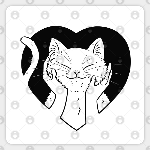 Squishy Cat in heart (black) Sticker by You Miichi